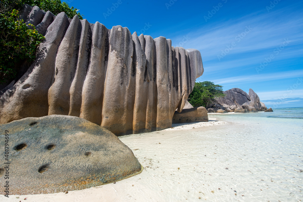 Granite rock formations on beach