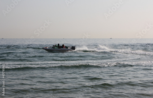 Motor boats at sea in summer 