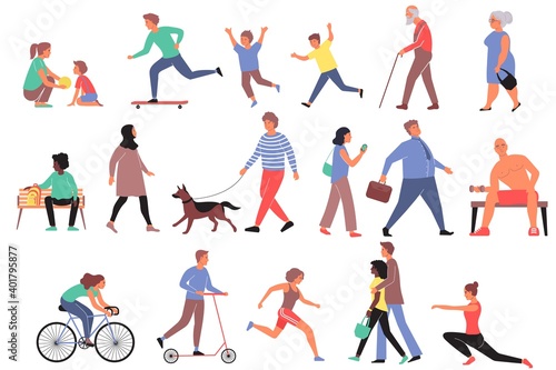 Walking People Flat Set