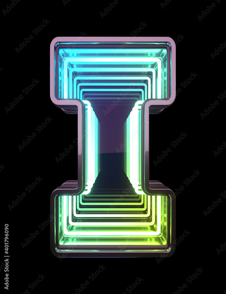 Infinity Neon font. Minth light. Letter I. Infinity Neon font. Minth light. Letter I.