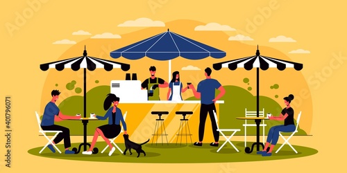 Coffeeshop Horizontal Illustration