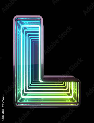 Infinity Neon font. Minth light. Letter L. photo