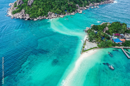 Aerial view of Koh Nang Yuan  in Koh Tao  Samui province  Thailand  south east Asia