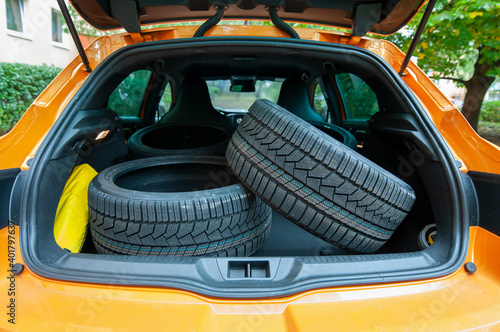 Full trunk of winter tires