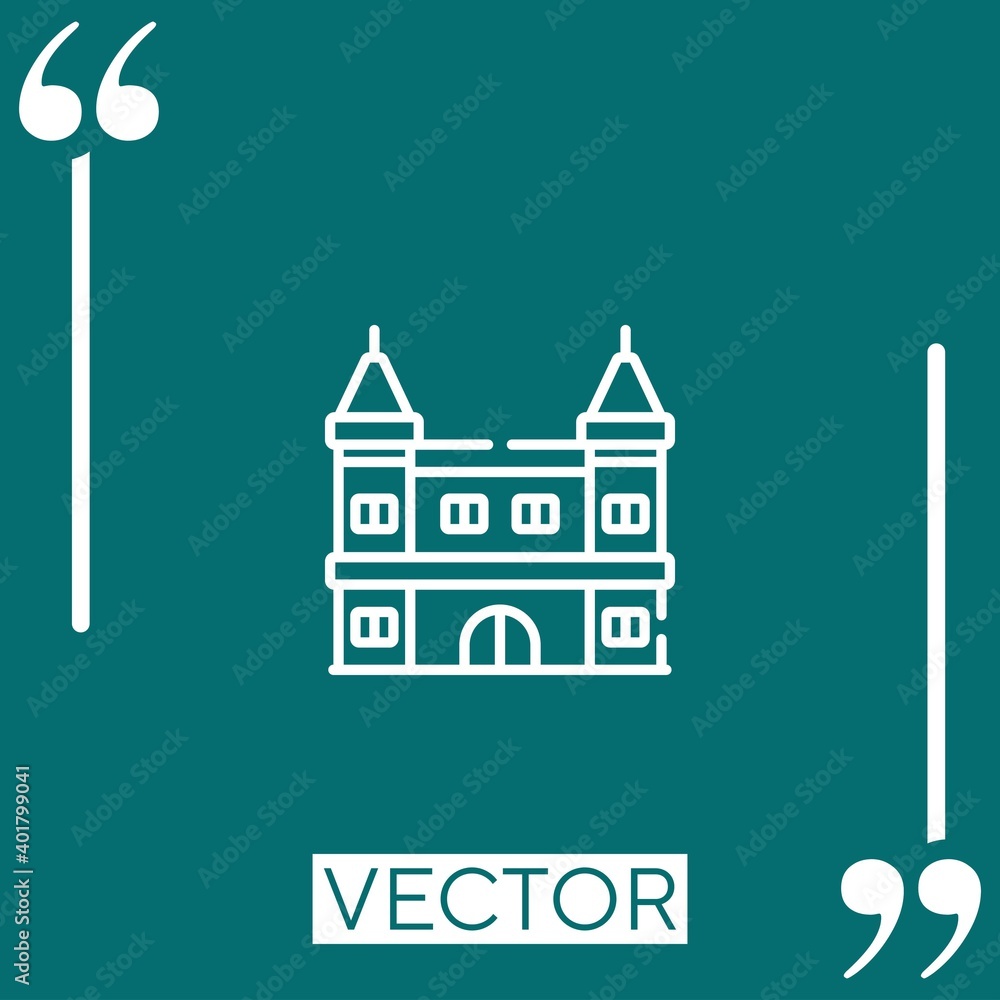 castle vector icon Linear icon. Editable stroke line