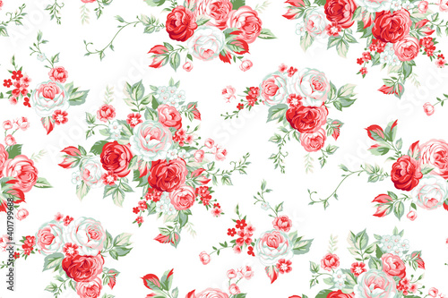 Seamless pattern with vintage roses