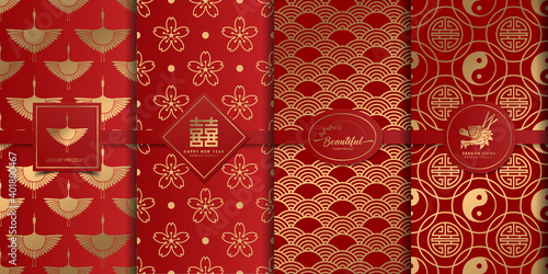 Luxury logo and gold packaging pattern chinese design.