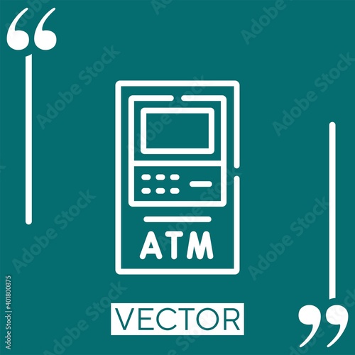 atm machine vector icon Linear icon. Editable stroke line