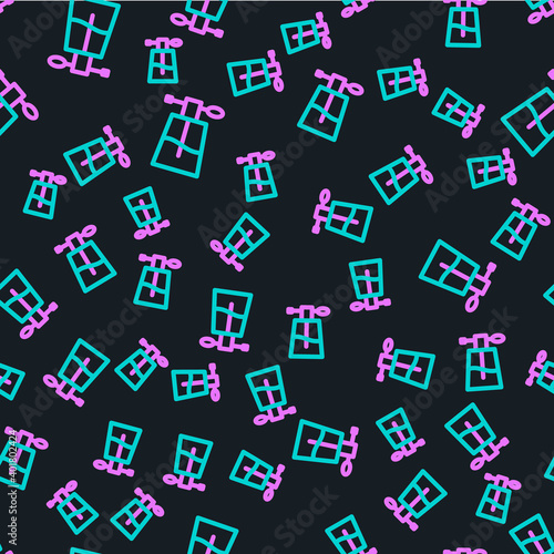 Line Perfume icon isolated seamless pattern on black background. Vector Illustration.