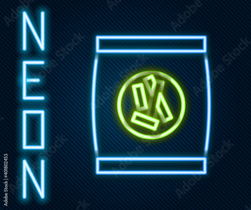 Glowing neon line Hard bread chucks crackers icon isolated on black background. Colorful outline concept. Vector Illustration.