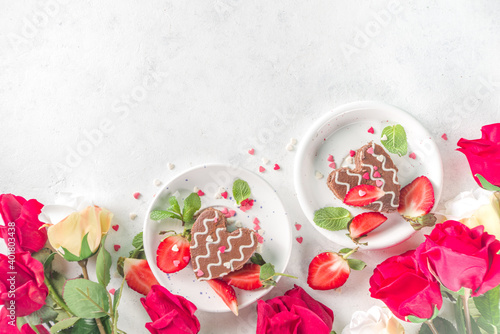 Fototapeta Naklejka Na Ścianę i Meble -  Valentines day chocolate cakes