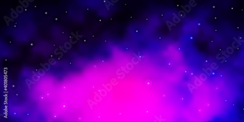 Dark Pink, Blue vector template with neon stars. © Guskova