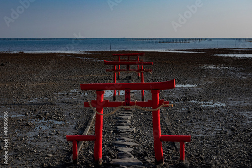 Floating Torii Gate of Oouo Shrine photo