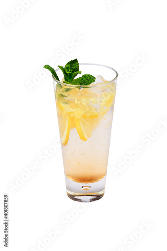 cocktail with lime and mint isolated