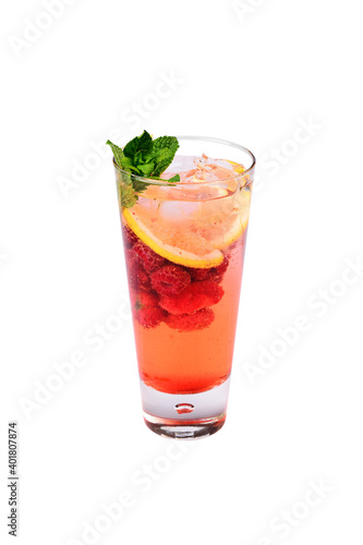 cocktail with lime berries and mint
