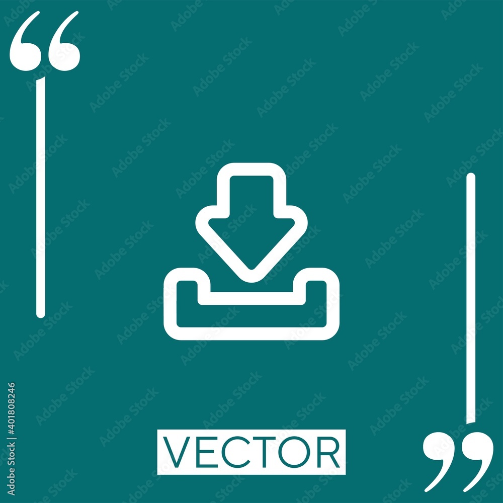 Obraz premium inbox download outlined button vector icon Linear icon. Editable stroke line