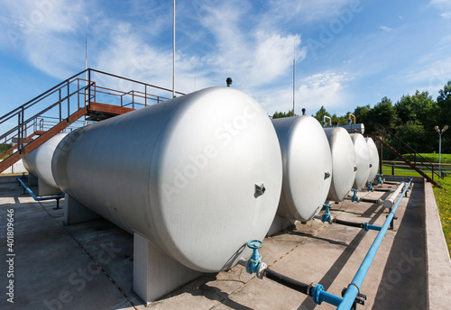 Oil product tanks at the oil well site