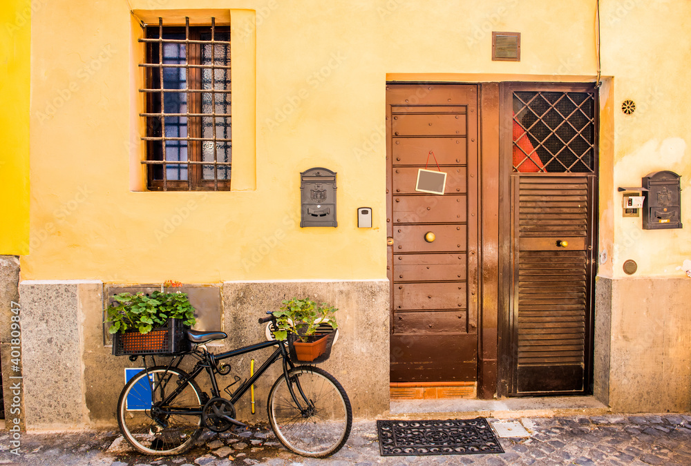 Trastevere. Beautiful old street in Trastevere. Rome, Italy.