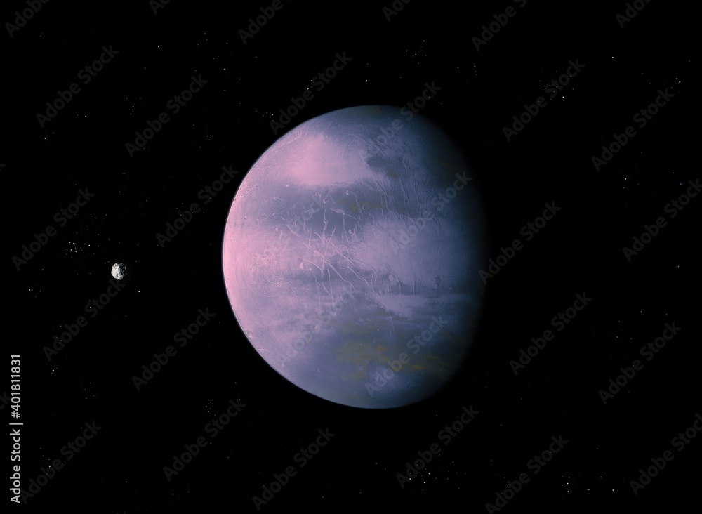 planet in deep space with asteroid and stars, surface of an alien planet. planet in deep space with asteroid and stars, surface of an alien planet.
