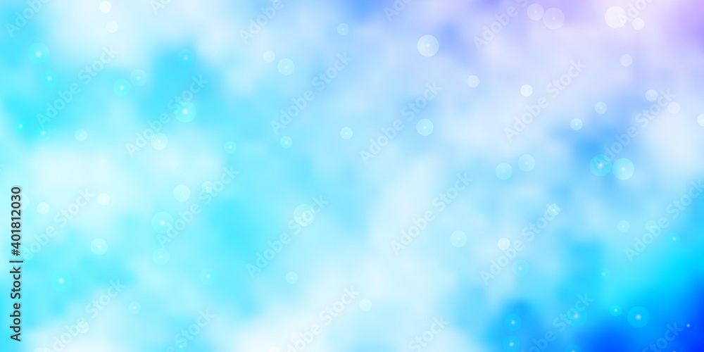 Light Pink, Blue vector background with small and big stars.