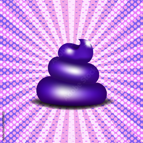 Abstract comic poster with rays. Voluminous cartoon purple shit with bright highlights and shadow. EPS10
