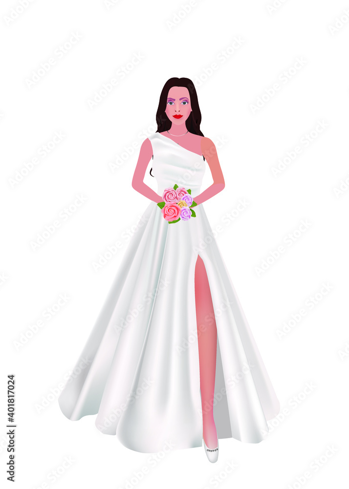 Woman in wedding dress. vector illustration Woman in wedding dress. vector illustration