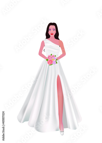 Woman in wedding dress. vector illustration