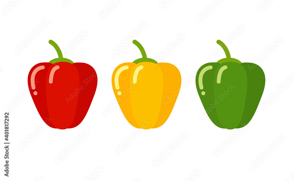 Vector set of bell peppers flat design Vector set of bell peppers flat design