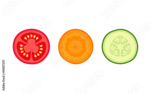 Vector set of vegetables slices traffic light