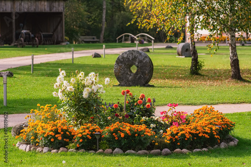 Slika na platnu Flower bed with various flowers