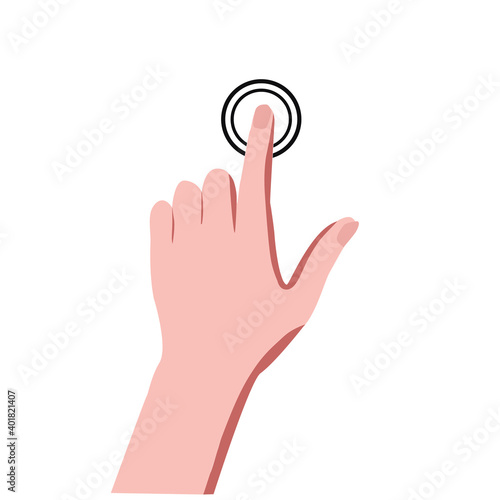 Human hand touch screen signage icon trendy. Flat design isolate on white background. Vector illustration.