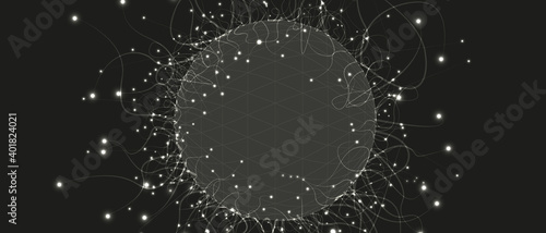 Quantum processing. Deep learning artificial intelligence. Future new technology  for business or science presentation
