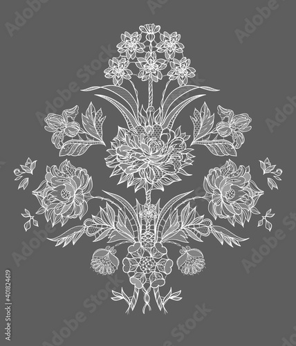lace ornate damask element. vector illustration