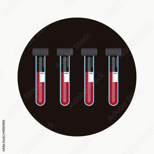Blood type in tubes with labels vector illustration. Healthcare and medical concept