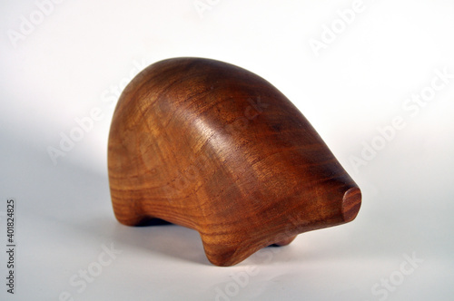 Figurine of a lucky pig made of wood