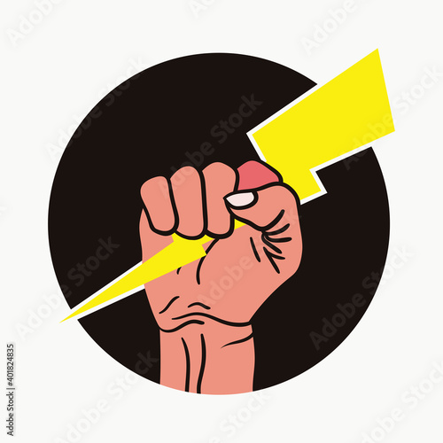 Flash thunder bolt in hand vector illustration