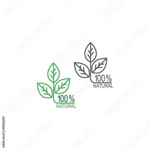 100 % icon, natural, vegan, organic, anniversary,label design illustration