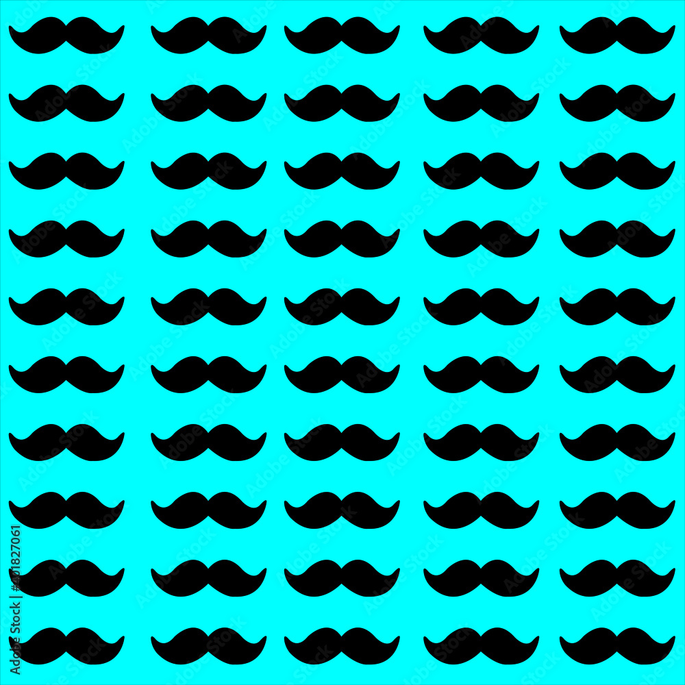 light blue background with mustache pattern