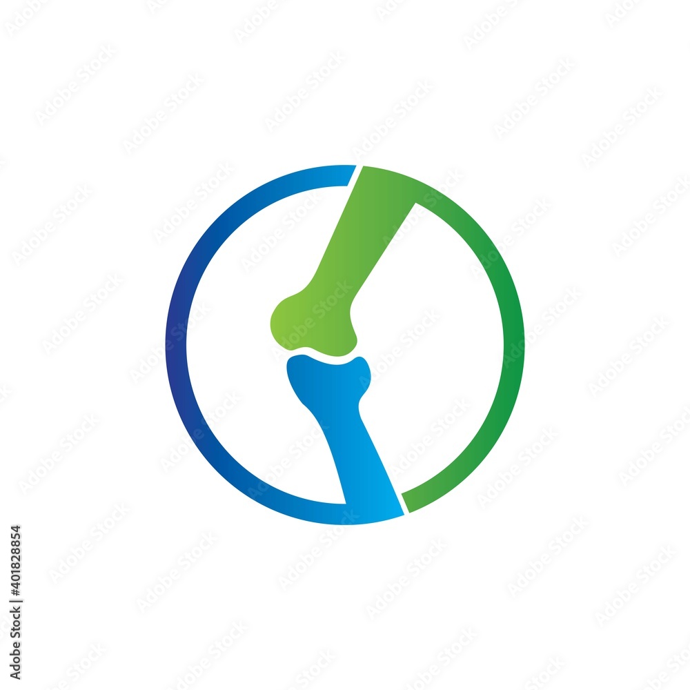 Knee Bone Logo designs template, Knee Care logo concept, Health Business concept, vector illustration Knee Bone Logo designs template, Knee Care logo concept, Health Business concept, vector illustration