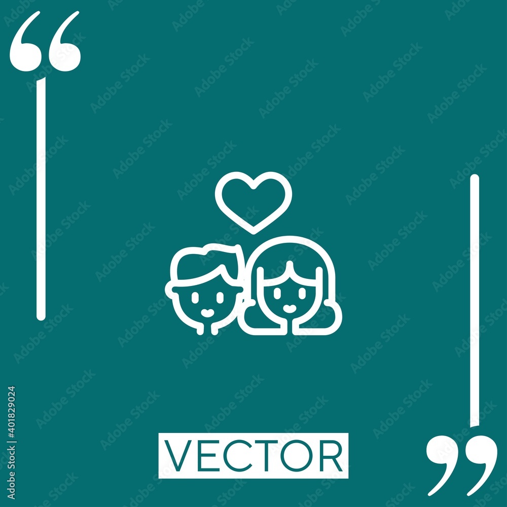couple vector icon Linear icon. Editable stroke line