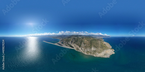 Fototapeta Naklejka Na Ścianę i Meble -  default 360 degree virtual reality panorama of Tindari and Marinello lakes in Sicily, Italy.