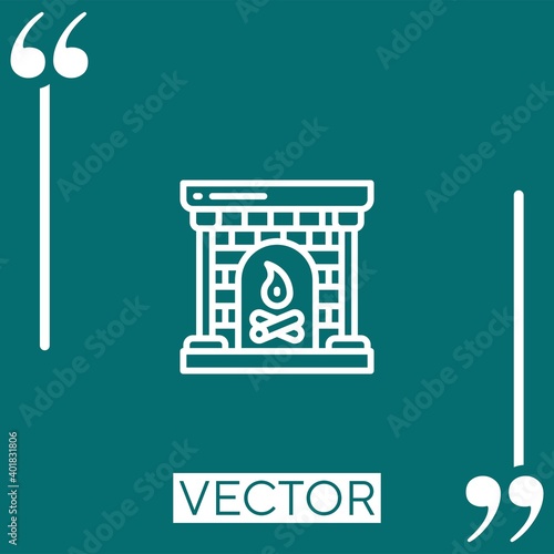 fireplace vector icon Linear icon. Editable stroked line