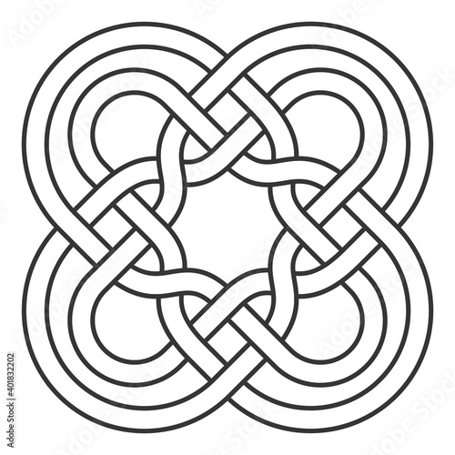 monochrome icon with Celtic knot art and ethnic ornaments