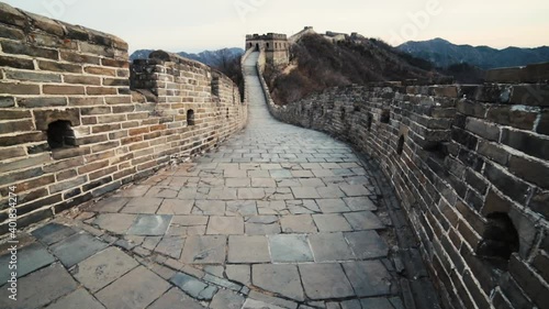 tilt view of Great wall in China photo