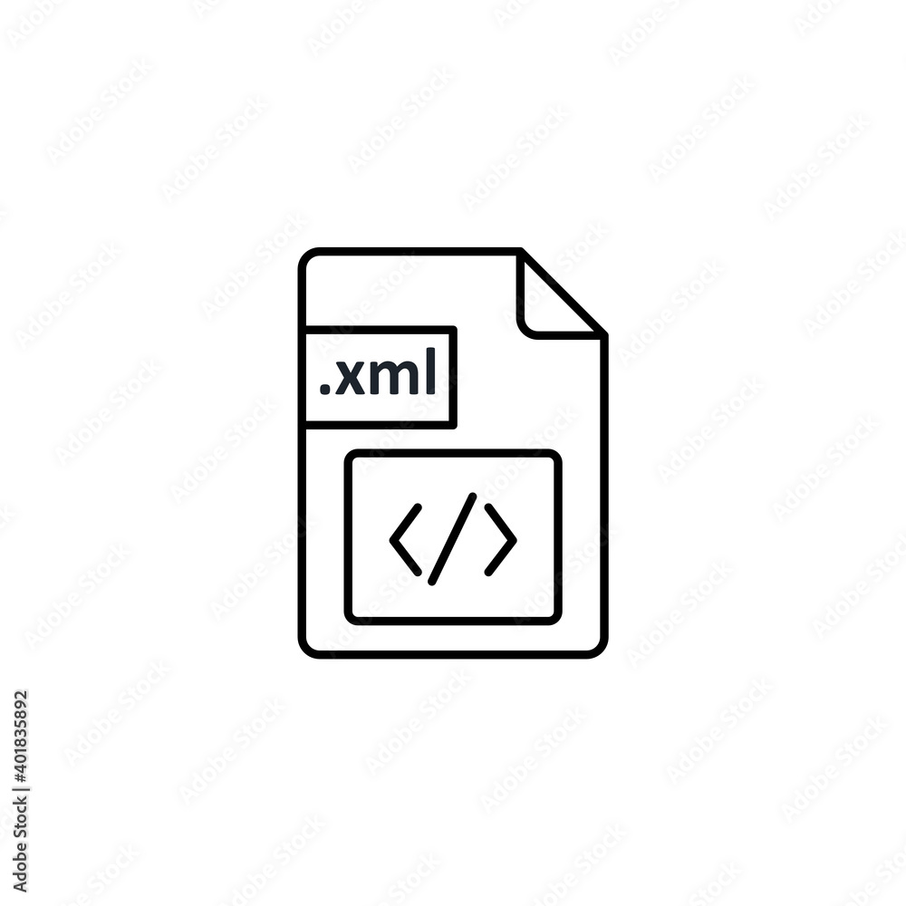XML file icon. Icon design for extension files, folders and documents. Vector XML file icon. Icon design for extension files, folders and documents. Vector