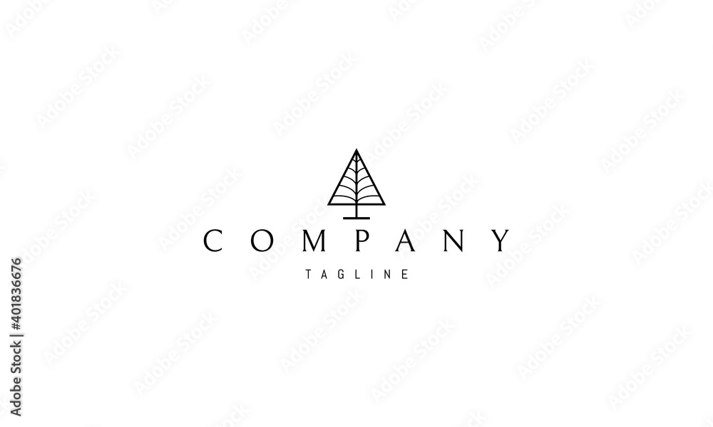 Vector logo on which an abstract image of a Christmas tree in a minimalist style. Vector logo on which an abstract image of a Christmas tree in a minimalist style.