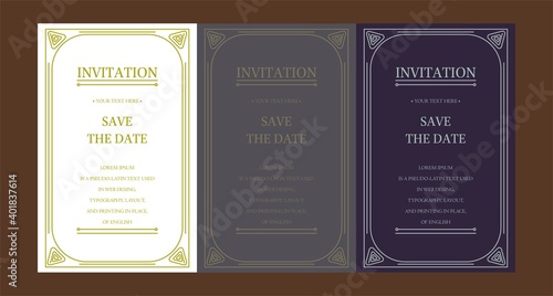 Luxury vintage golden vector invitation card template