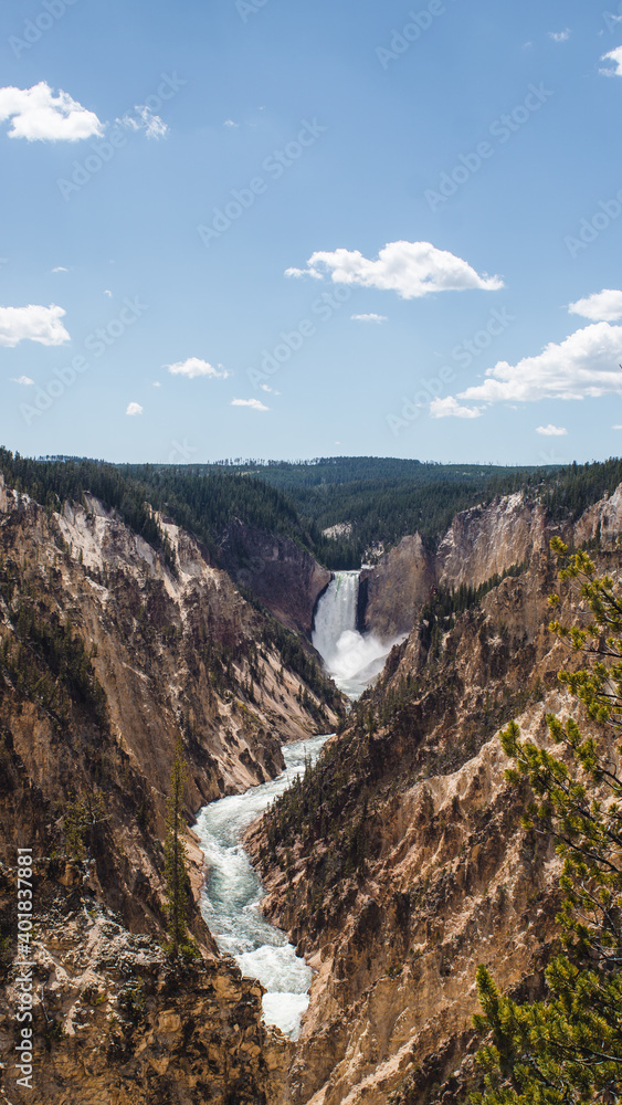grand canyon of yellowstone with waterfall