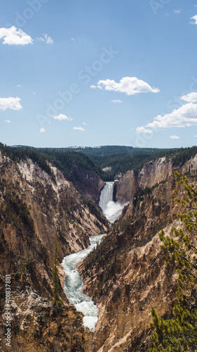 grand canyon of yellowstone with waterfall