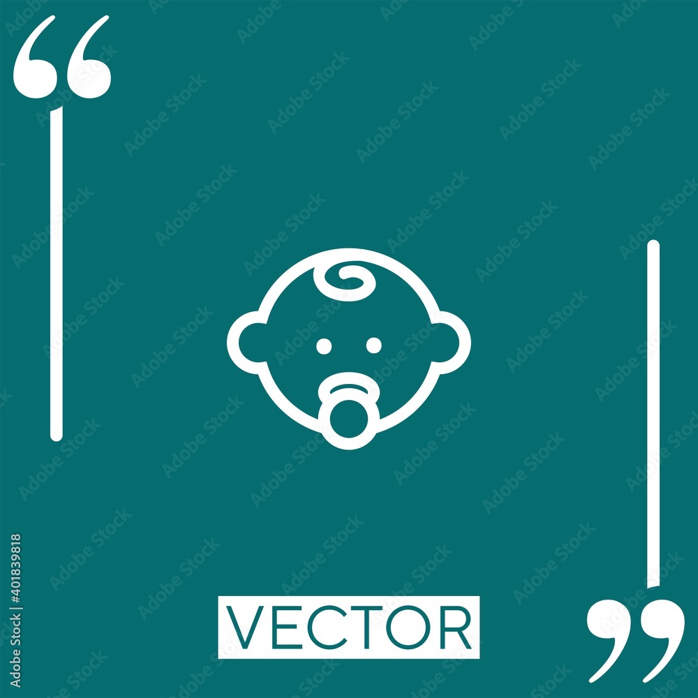 Obraz premium baby head outline with pacifier vector icon Linear icon. Editable stroke line